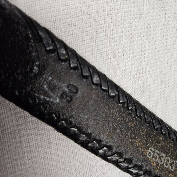 Vintage Womens Leather Belt Braided Edges Western Buckle sz 30 Distressed Look - Picture 8 of 13